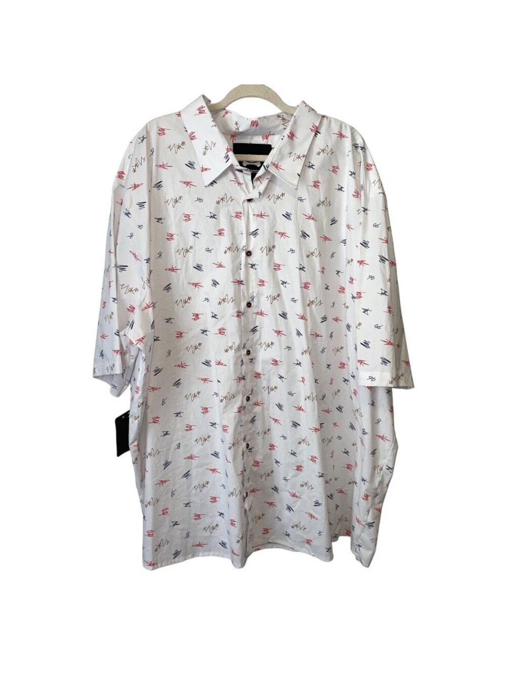 Winston Men's 5XL White Short Sleeve Button-Down Manuel Shirt Scribble Print